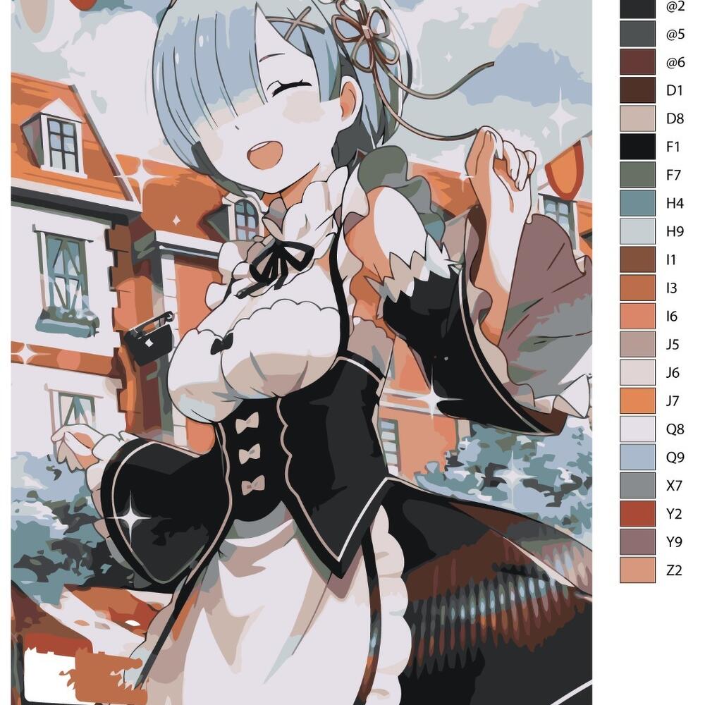 Картина по номерам W-402 Аниме - Re: Zero (Ре: Зеро). Рем 50х70, Хендмейд и  хобби Москва, Московская область, Россия, купить по цене 2590 RUB, Картины  по номерам в Brushes-Paints с доставкой | Flowwow