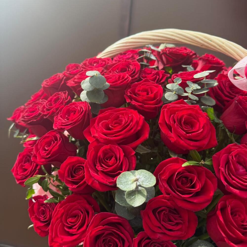 "Романтика в корзине" 🌹🎀 композиция 101 Роза