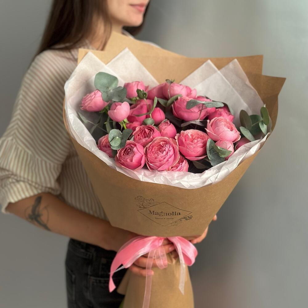 Крафт-букет Пионовидная Роза Silva Pink