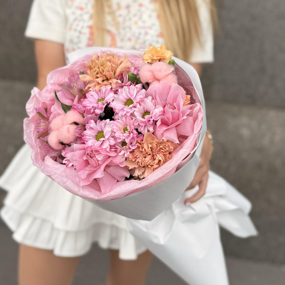 Букет 💐 к 1 сентября 🍁 Альстромерии🌸 Хлопок💙