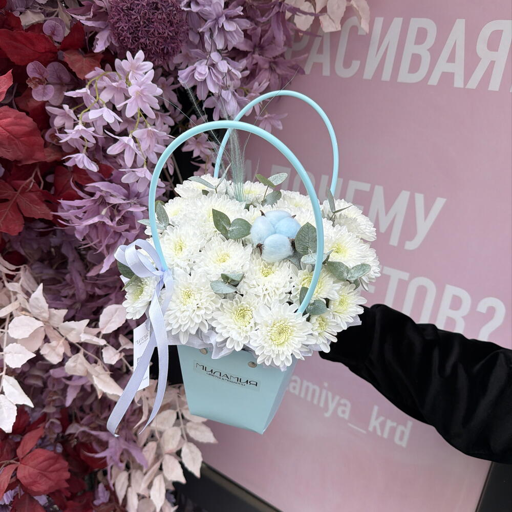 ХРИЗАНТЕМА В СУМОЧКЕ ГОТОВ К ДОСТАВКЕ 3
