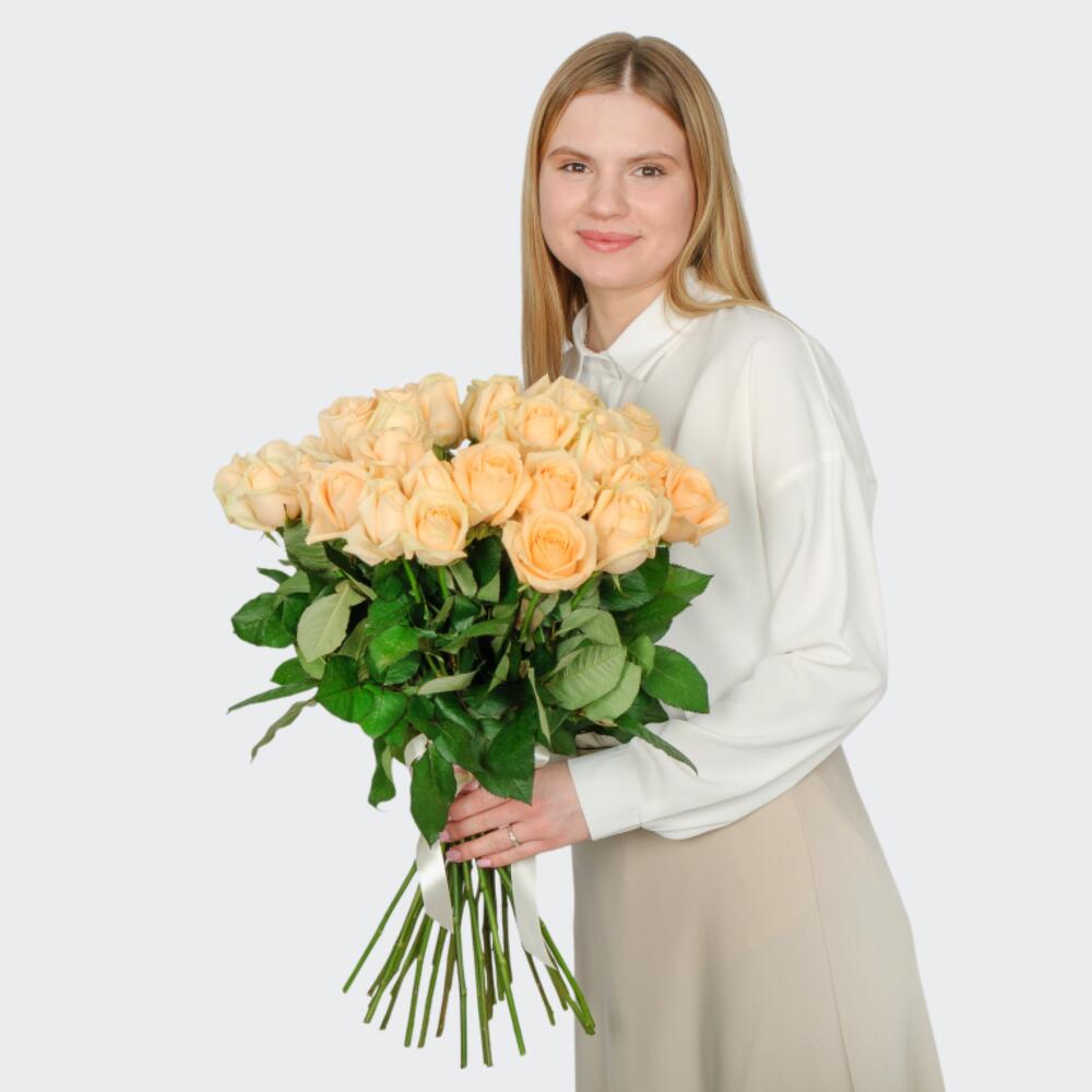 🏵️Букет из 19 роз Пич Аваланш