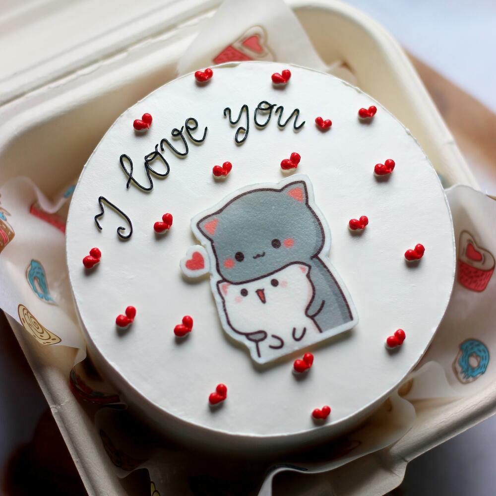 Бенто торт I love you с котиками