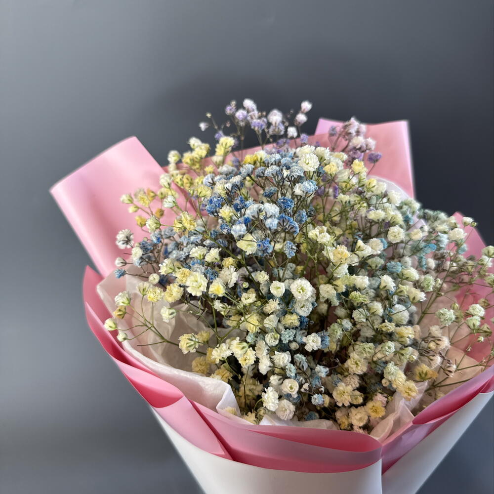 Букет дня комплимент🌸 радужная гипсофила