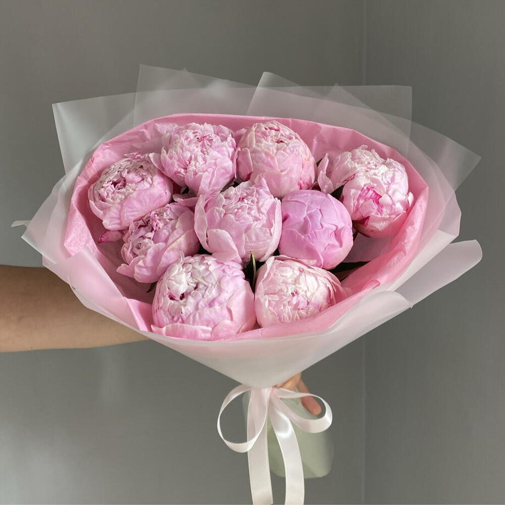 Нежный букет из 9 пионов Сара Бернар 🌸🤗