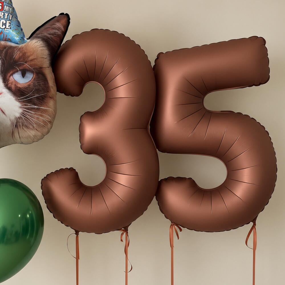 😾 Набор воздушных шаров «Недовольный кот — 35 лет»