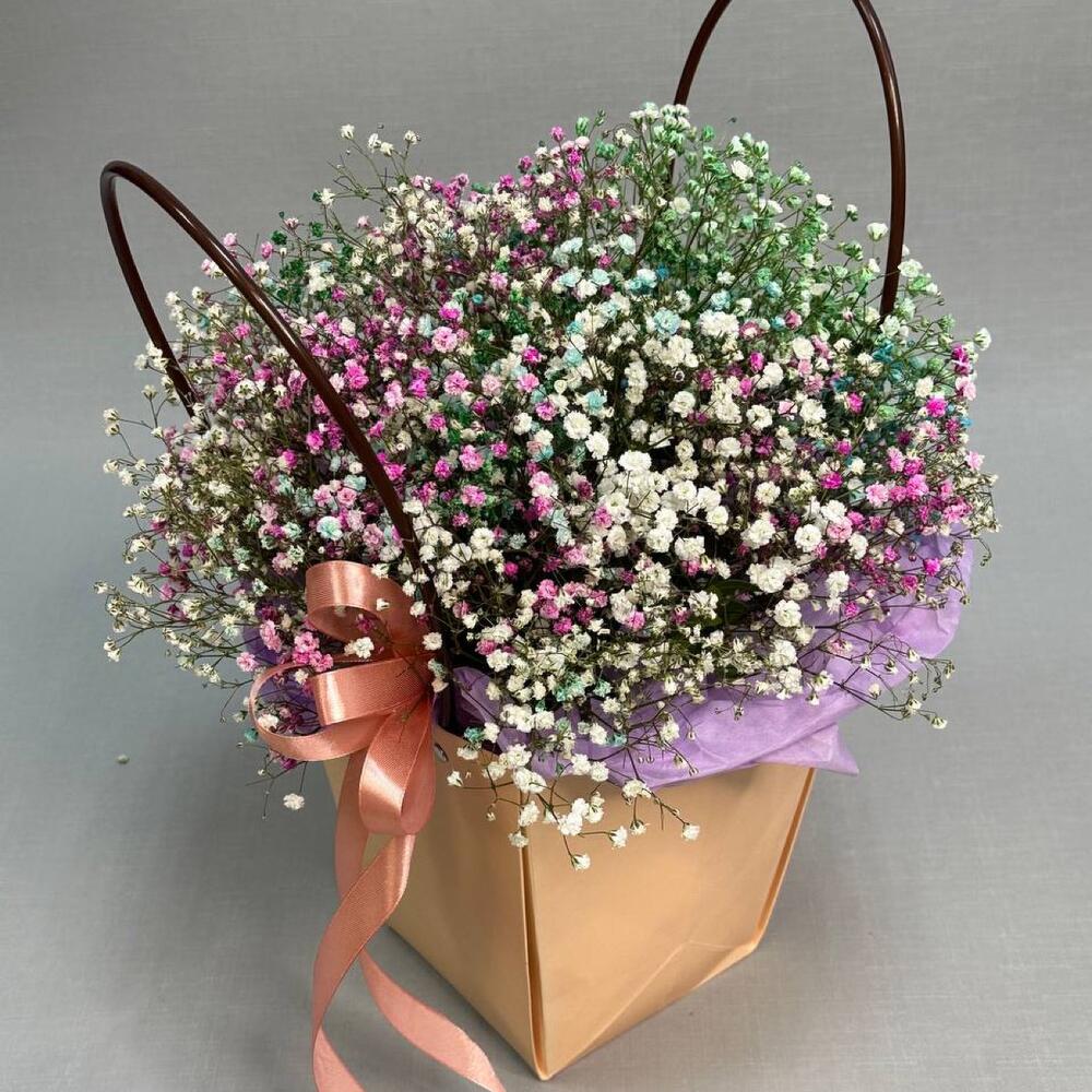 Gypsophila "Rainbow" en el bolso