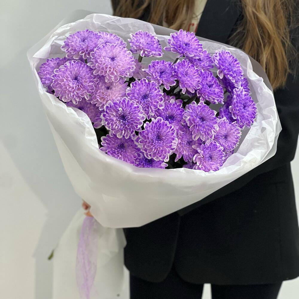 Букет сиреневая хризантема маме 💜 (5)