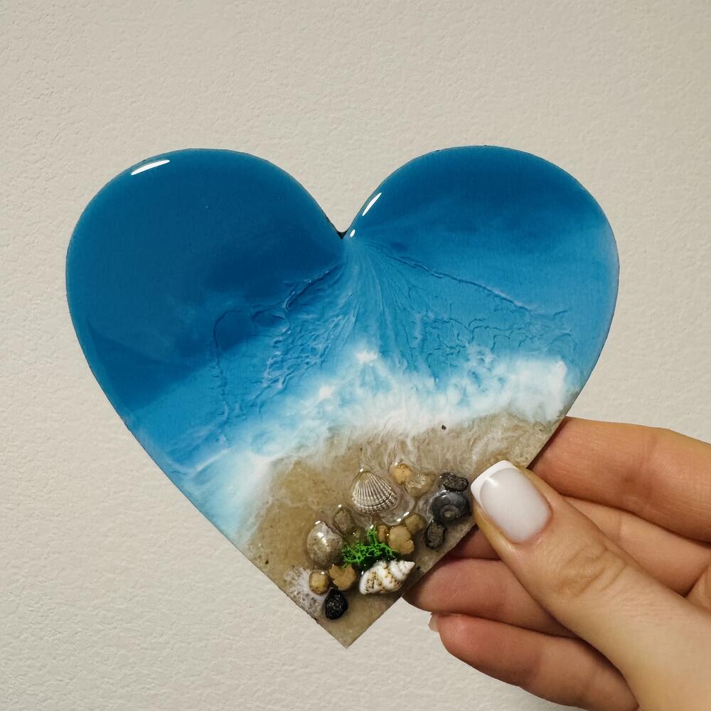 Сердце из эпоксидной смолы Розовое