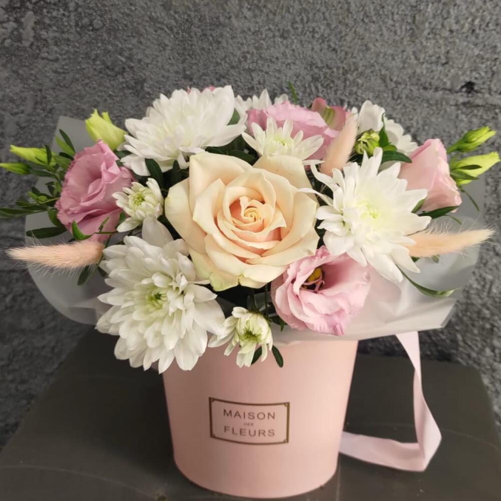 Цветы в коробке с Эустомой 🌸🎀💝