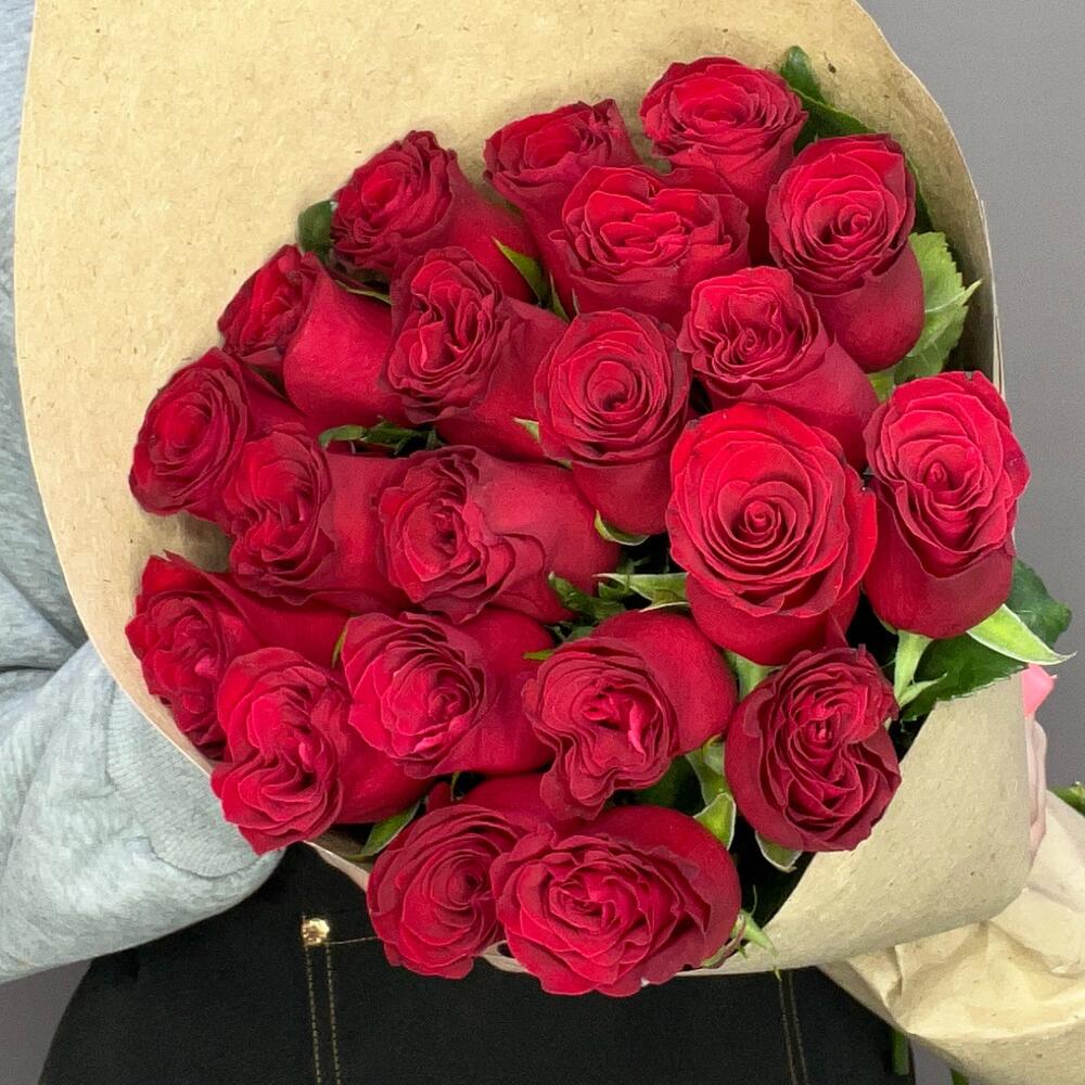 Роза бордовая «фридом» 21 шт