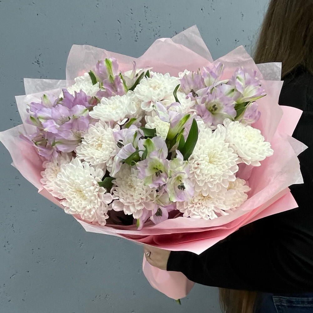 Сиреневая ласка 🌸 Трогательный букет в сиренево-белых тонах, наполненный мягкостью и светом