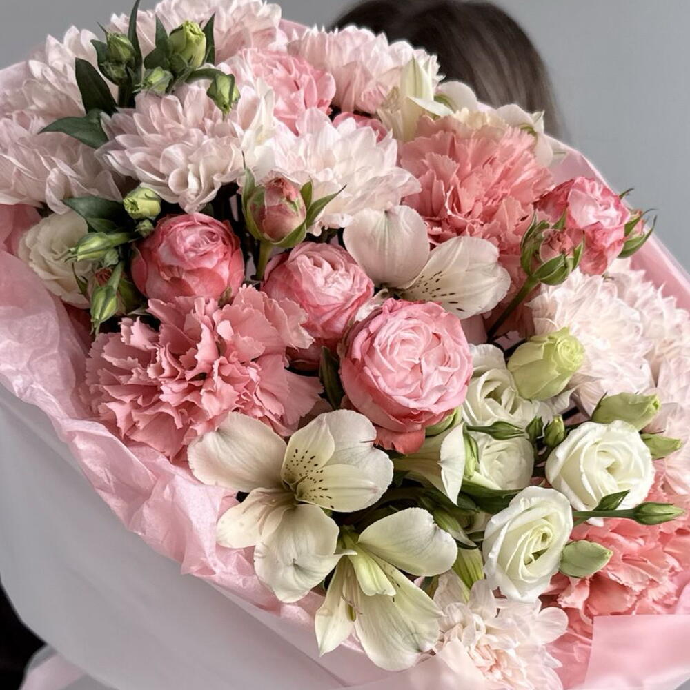 Сборный букет 💐 хризантема кустовая , альстромерия, кустовая роза, эустома, диантус