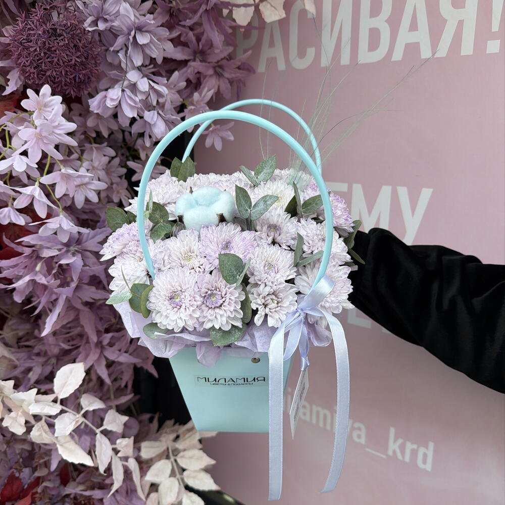 ХРИЗАНТЕМА В СУМОЧКЕ ГОТОВ К ДОСТАВКЕ 1