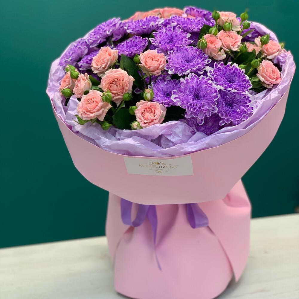 Букет хризантемы и кустовые розы💖