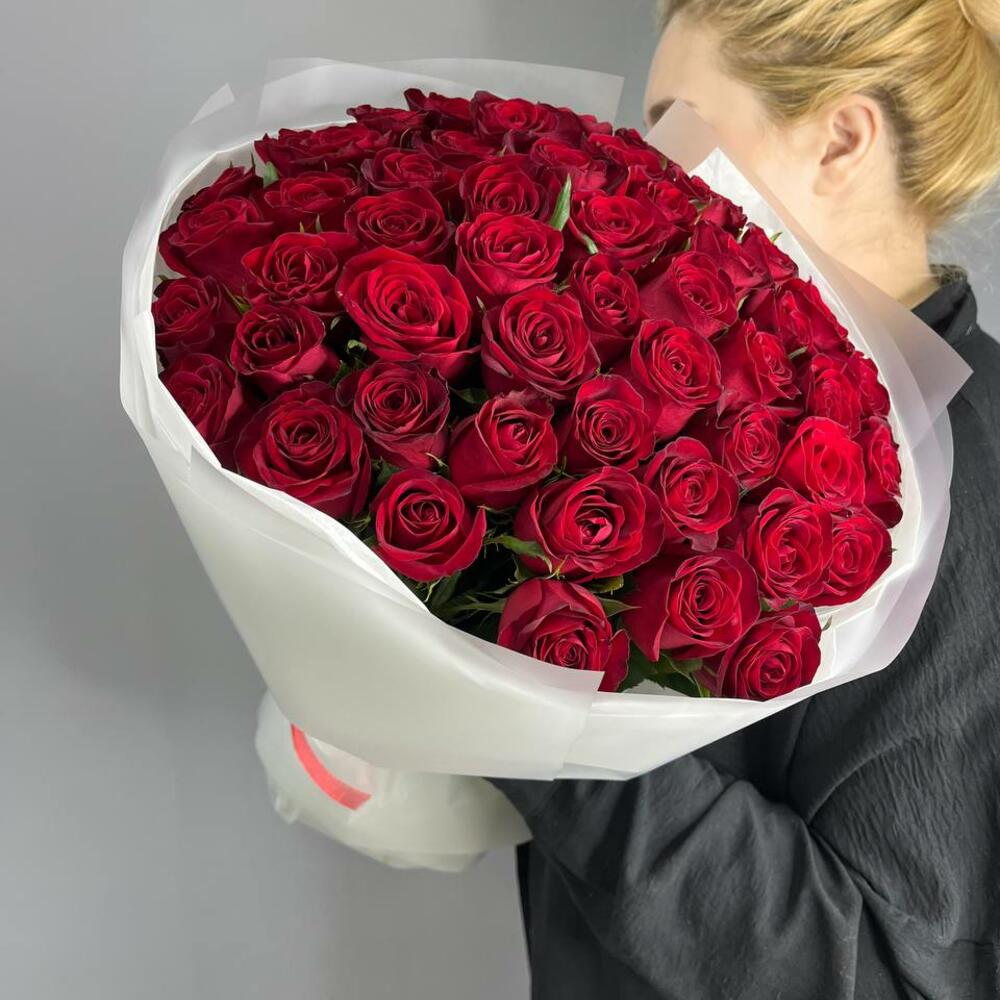 51 бордовая роза с упаковкой 🎁