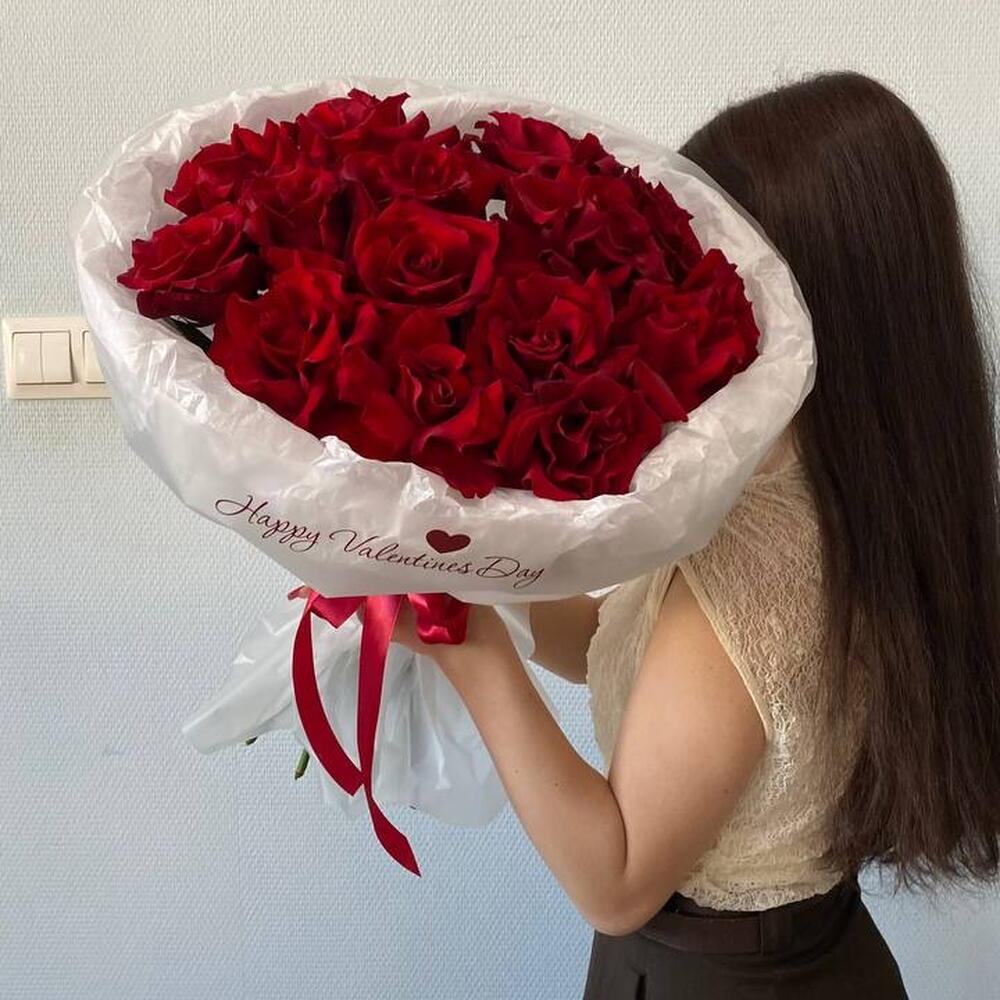 Моно букет из розы Экспловер с надписью Я тебя люблю💕
