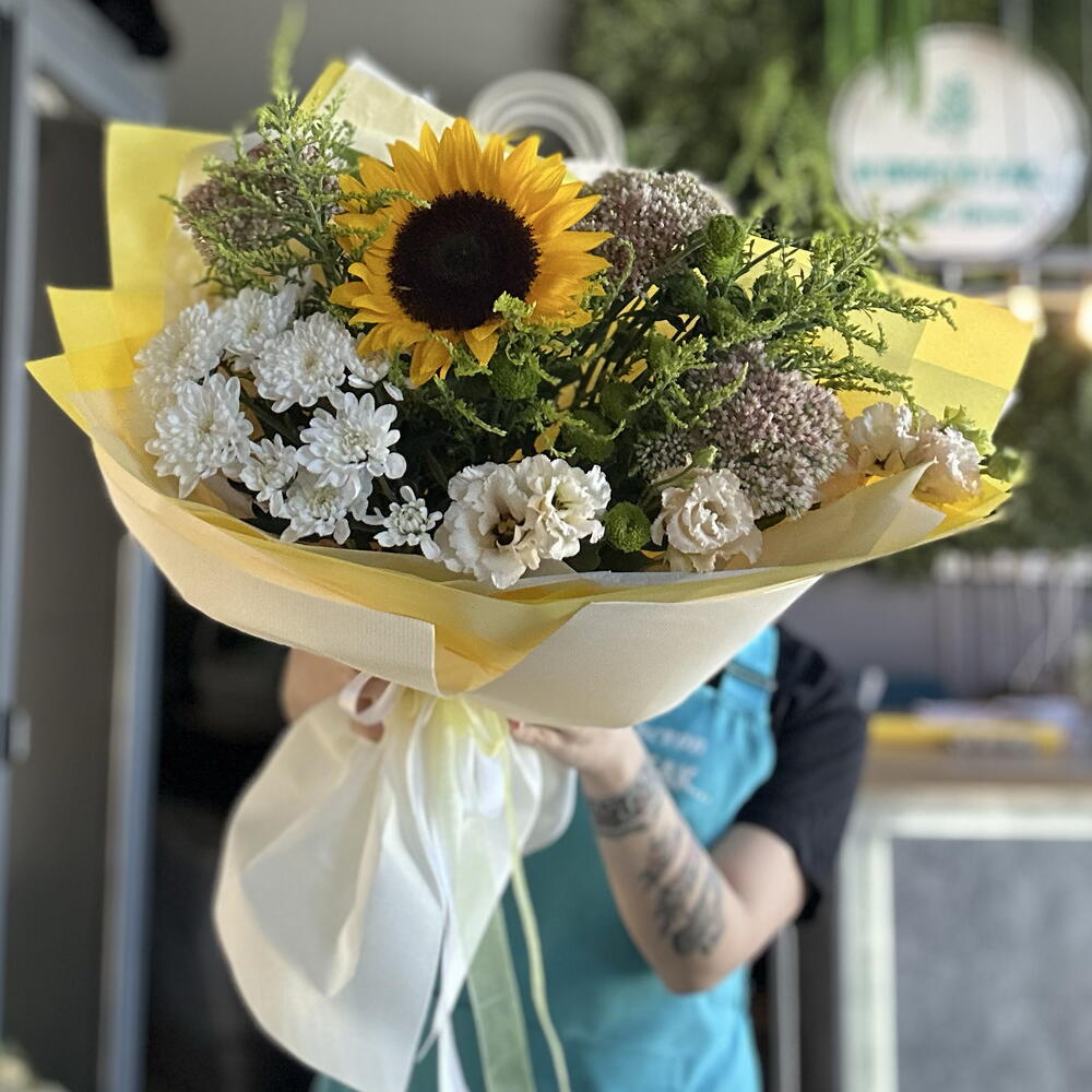 Осенний букет с подсолнухом💛