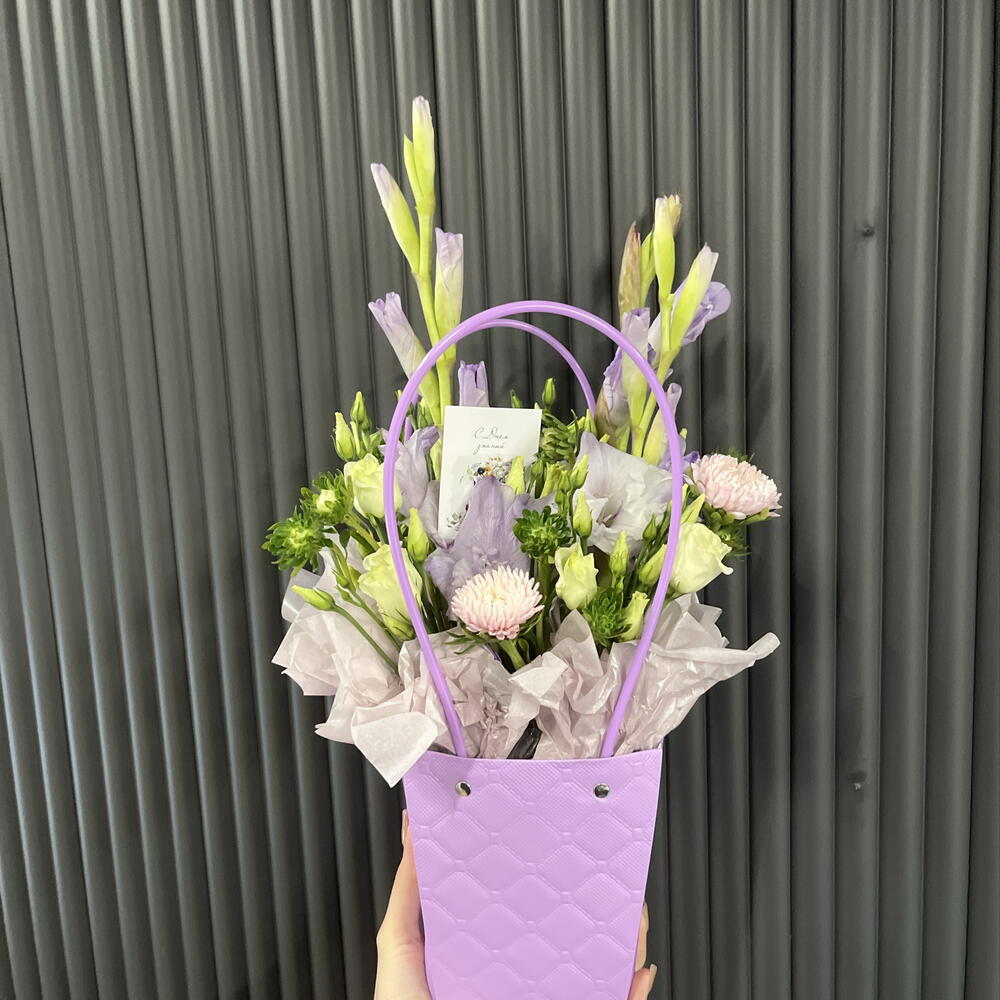 сумочка с гладиолусами💜 1 сентября + открытка «С Днём Знаний»