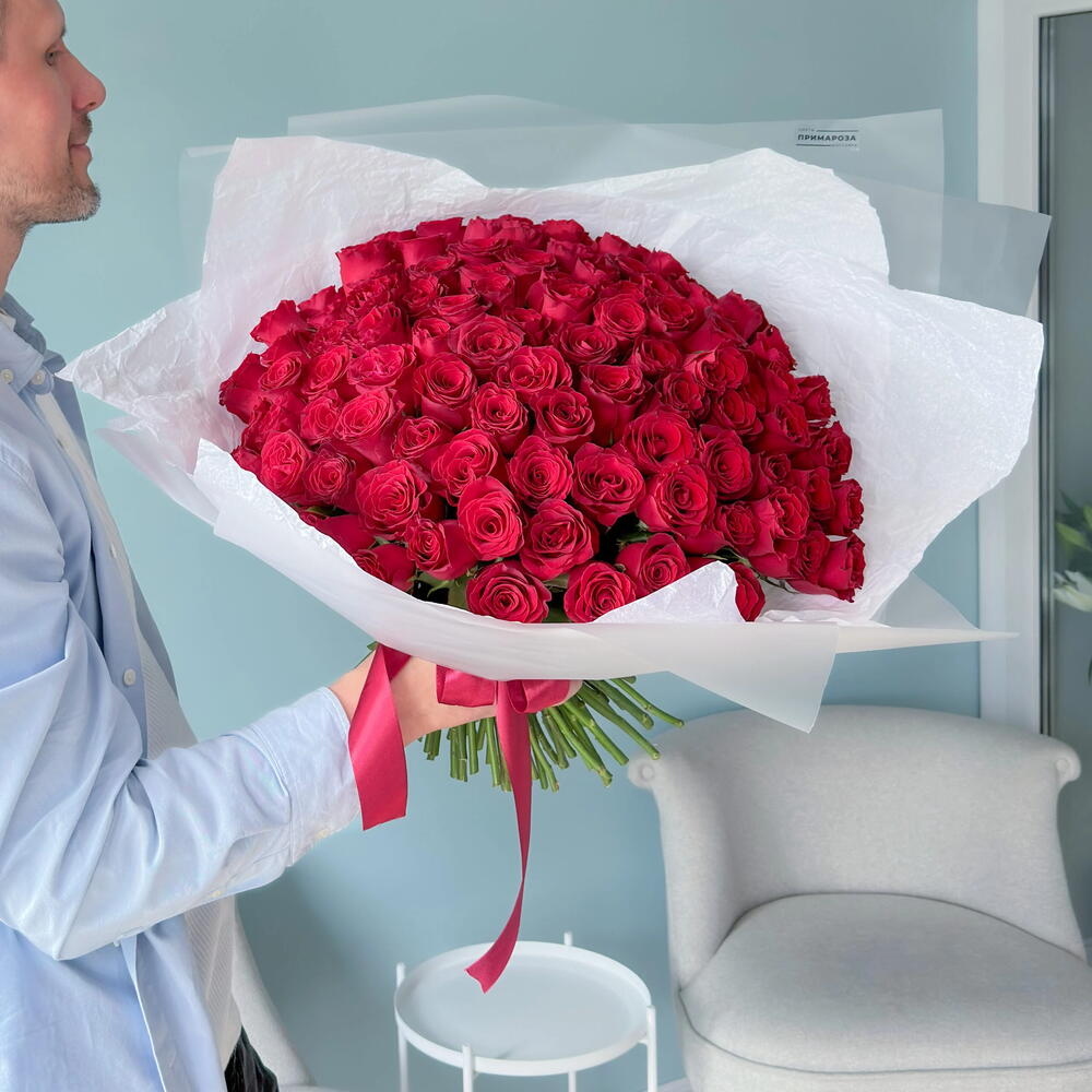 Букет из 101 красной розы Кения «Безграничная любовь» 🌹 40988