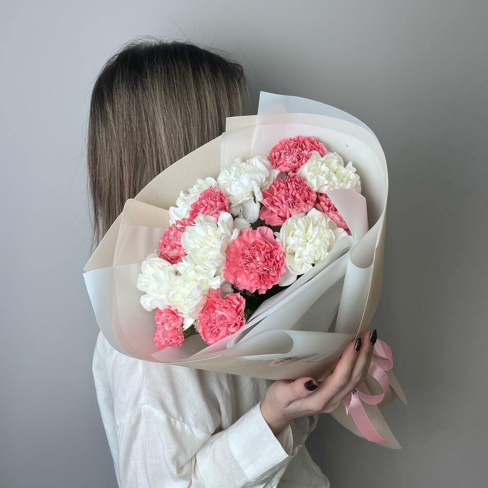 Романтичный букет из 15 диантусов💕