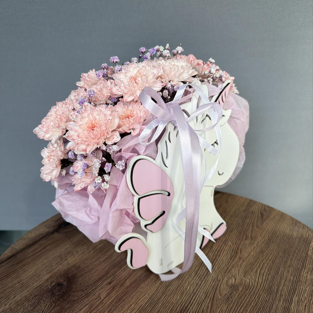 Комплимент кашпо с хризантемой