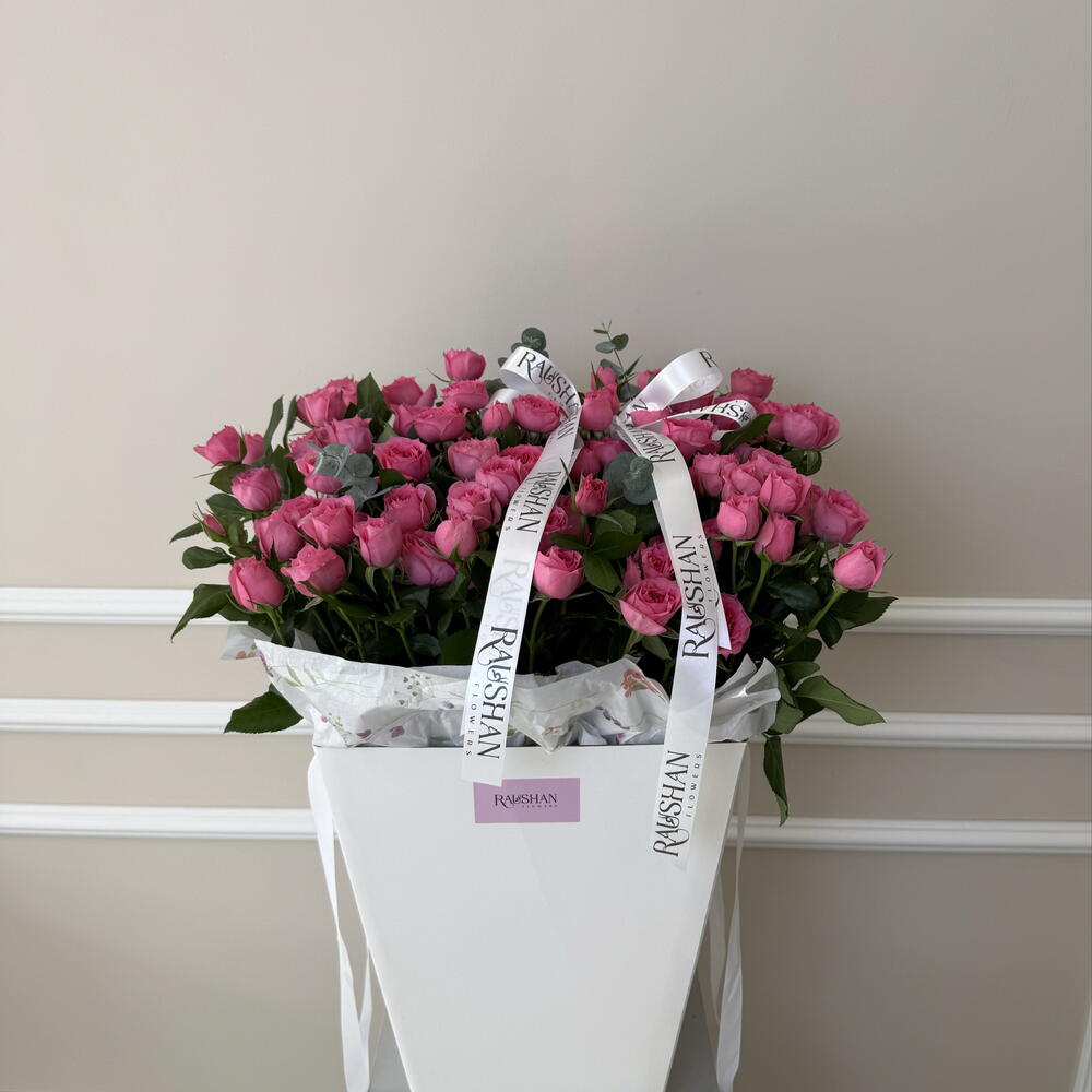 Spray roses in a carrier