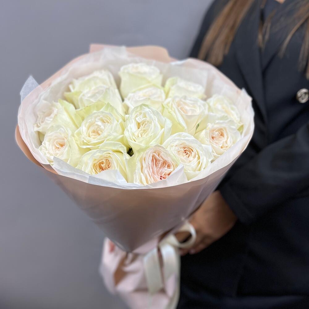 St bouquet 19 из 15 пионовидных роз сорта white o hara