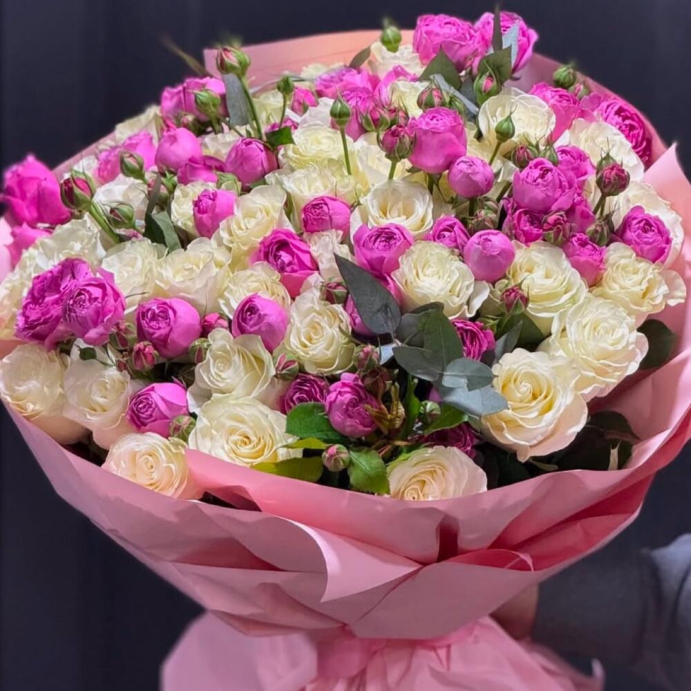 Пионовидные розы с белыми 💕 Нежность в розовом