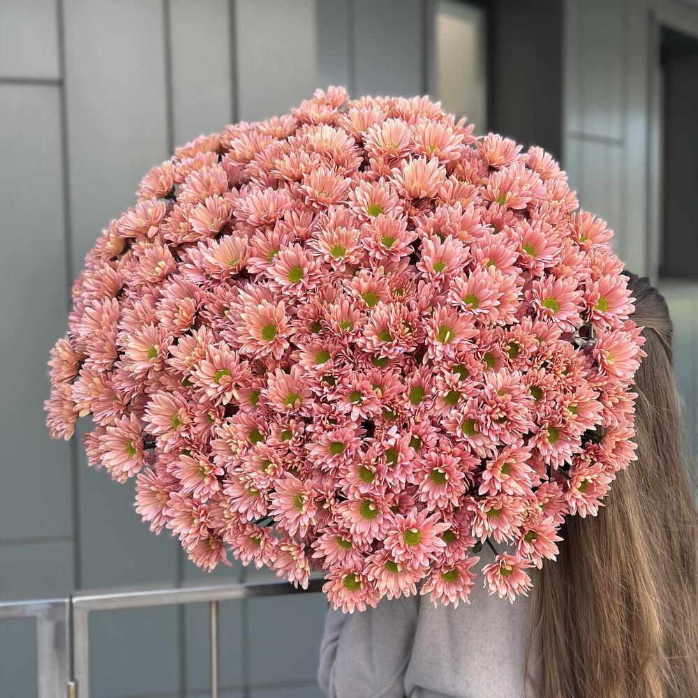 Bouquet of peach jam from 51 branches of chrysanthemum salmon
