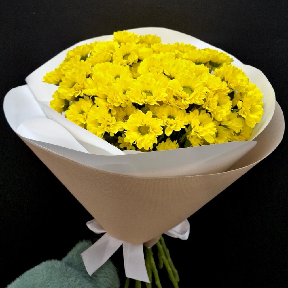 Монобукет из 9 веток ромашек сантини жёлтой💛