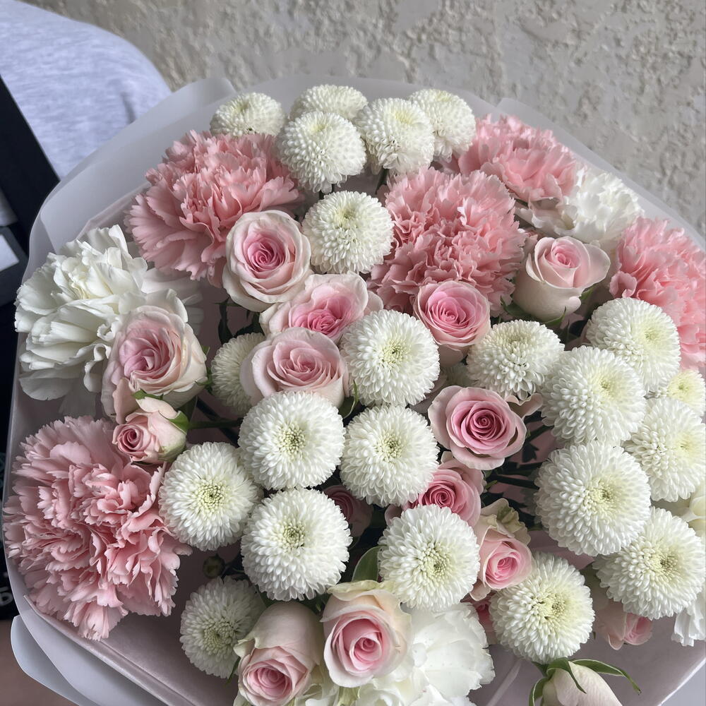 Букет Нежность в бело-розовой цветовой гамме 🤍💕🤍