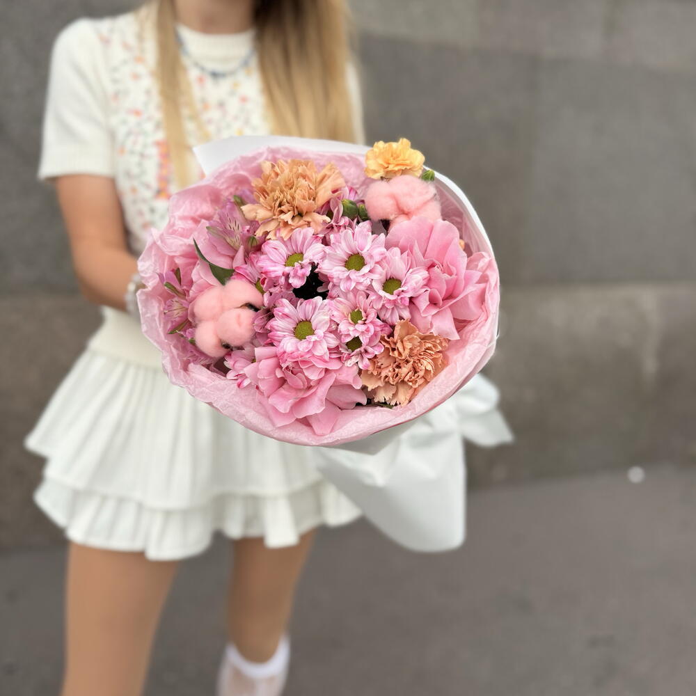 Букет 💐 к 1 сентября 🍁 Альстромерии🌸 Хлопок💙