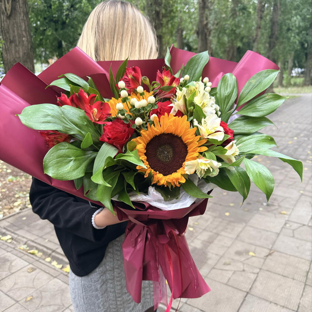 Букет с подсолнухами sunflower 🌻