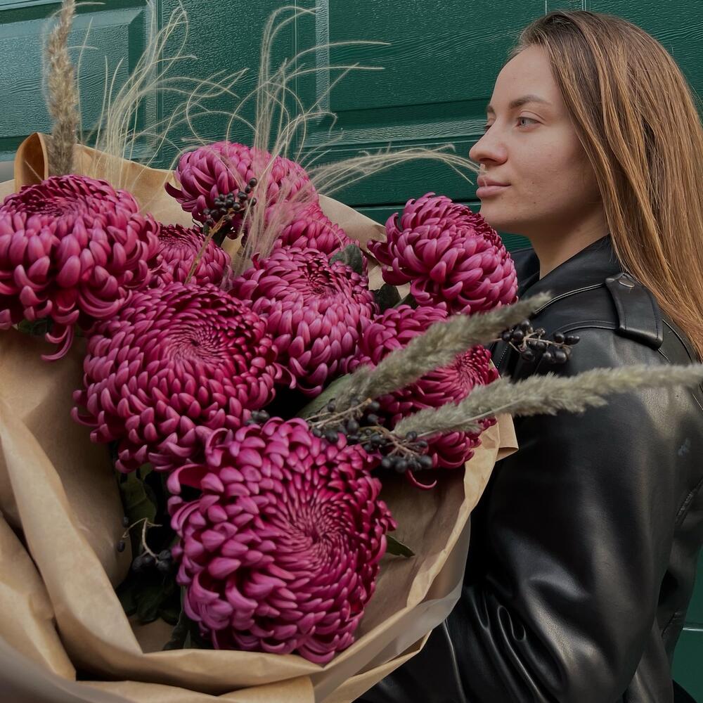 Хризантема бигуди в крафте