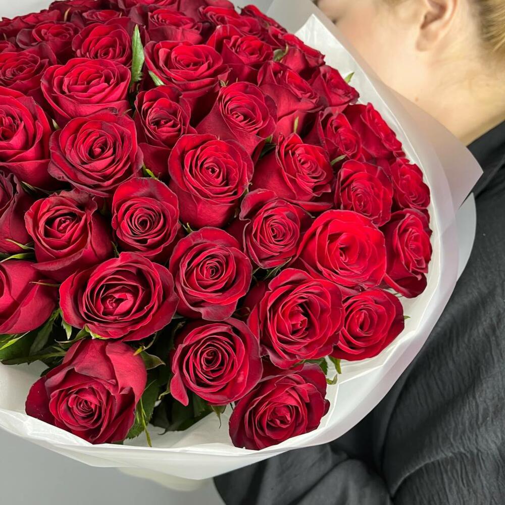 51 бордовая роза с упаковкой 🎁