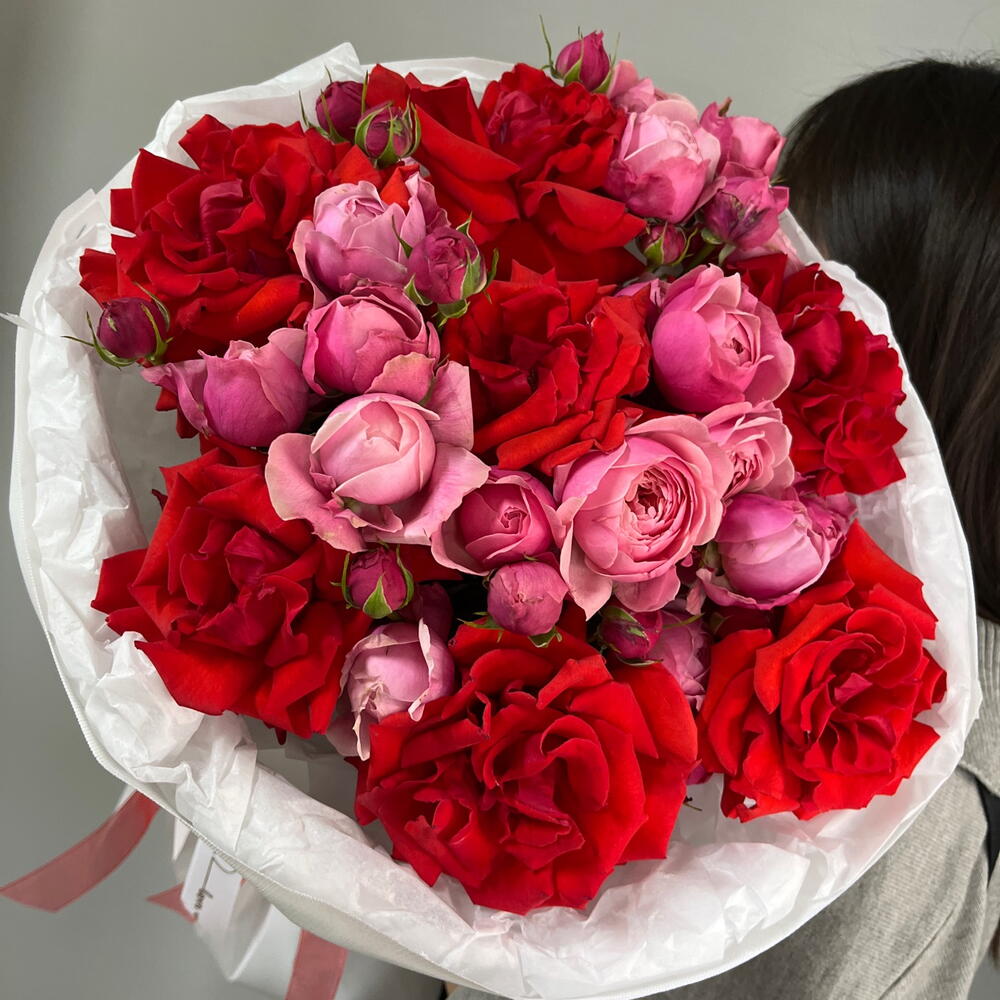 50 оттенков любви❣️ Дуо букет 💋французская нина и кустовая пионовидная Сильва Пинк