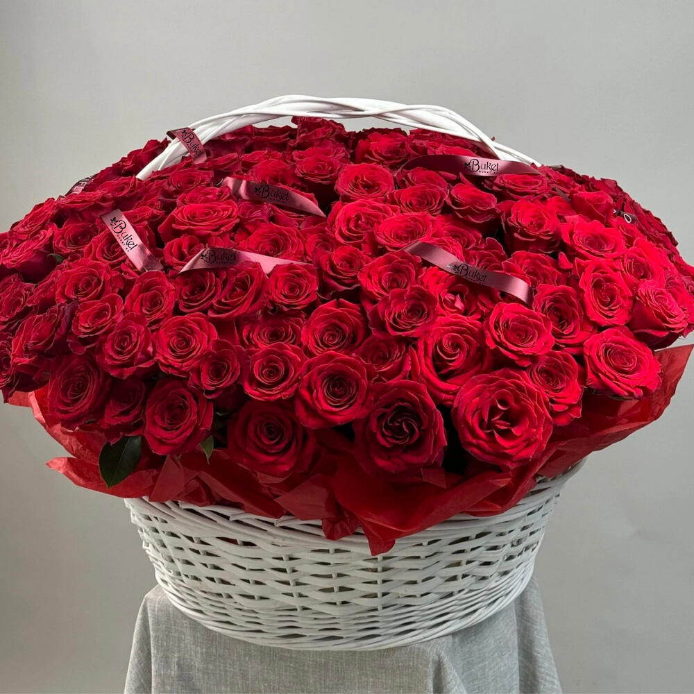 Корзина с цветами ️‍🔥 251 роз