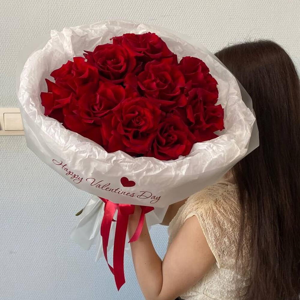 Моно букет из розы Экспловер с надписью Я тебя люблю💕