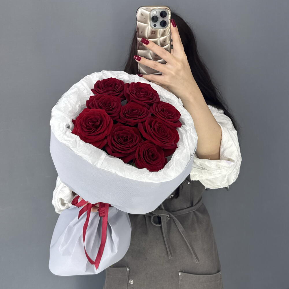 Монобукет🌹 из красной розы Ред Наоми