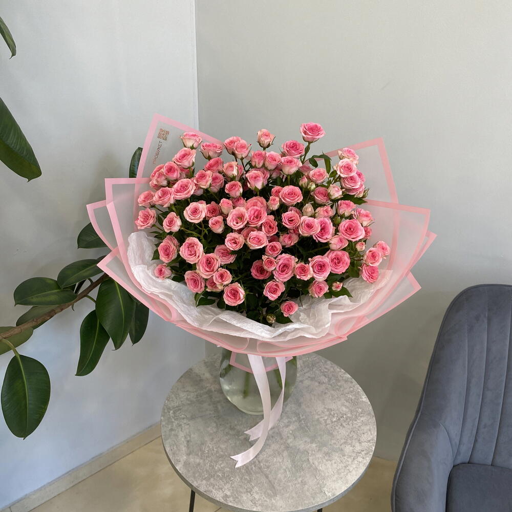 Моно 15 кустовых розовых роз 💕