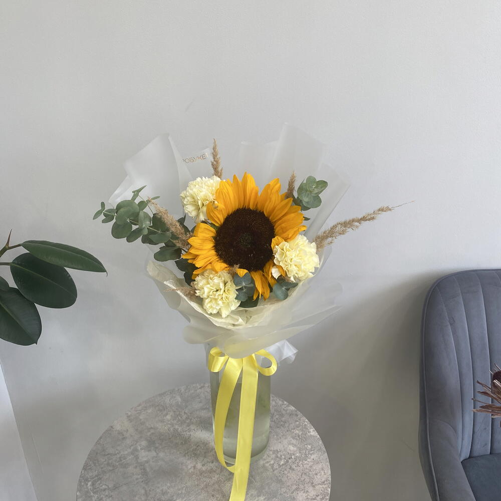Букет - комплимент солнечный с подсолнухом 🌻