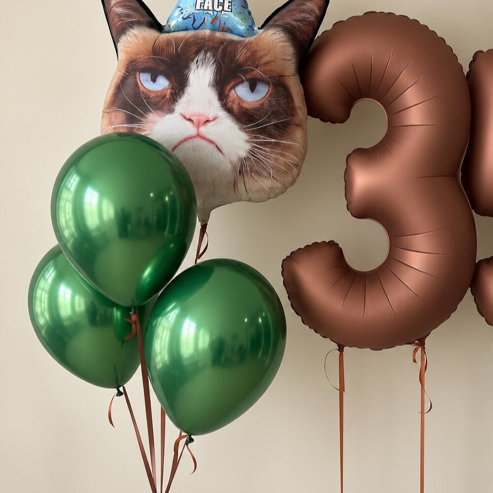 😾 Набор воздушных шаров «Недовольный кот — 35 лет»