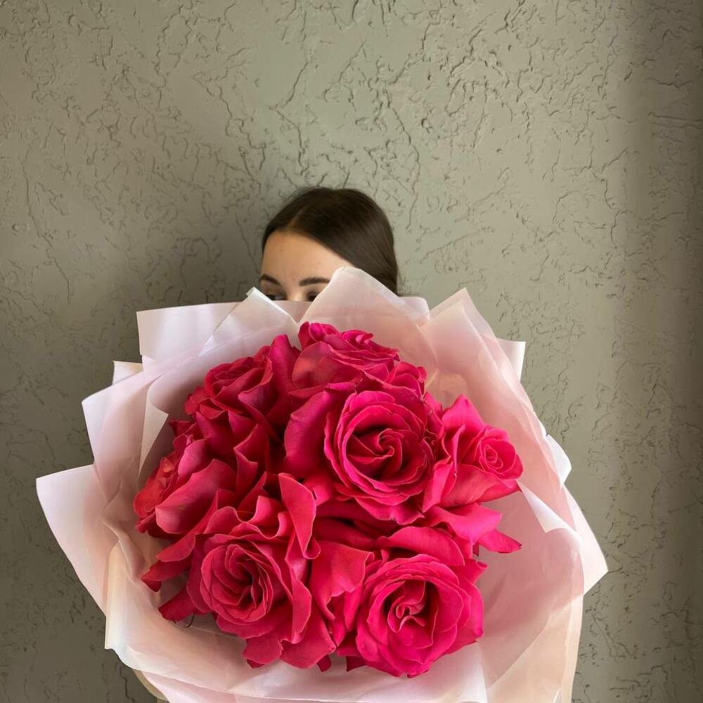 Моно из ярких французских роз, Flowers Yekaterinburg, Sverdlovsk region