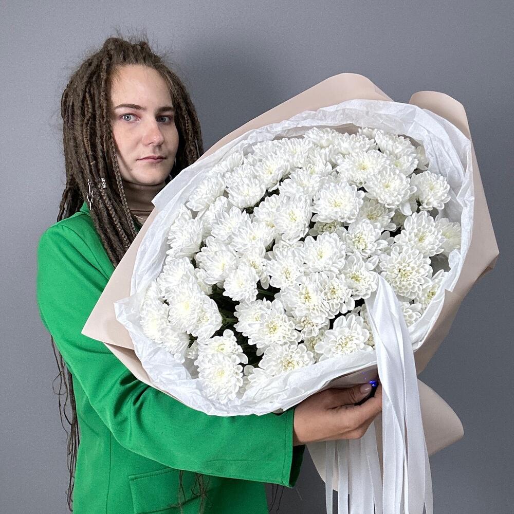 Букет - гигант из 15 кустовых хризантем