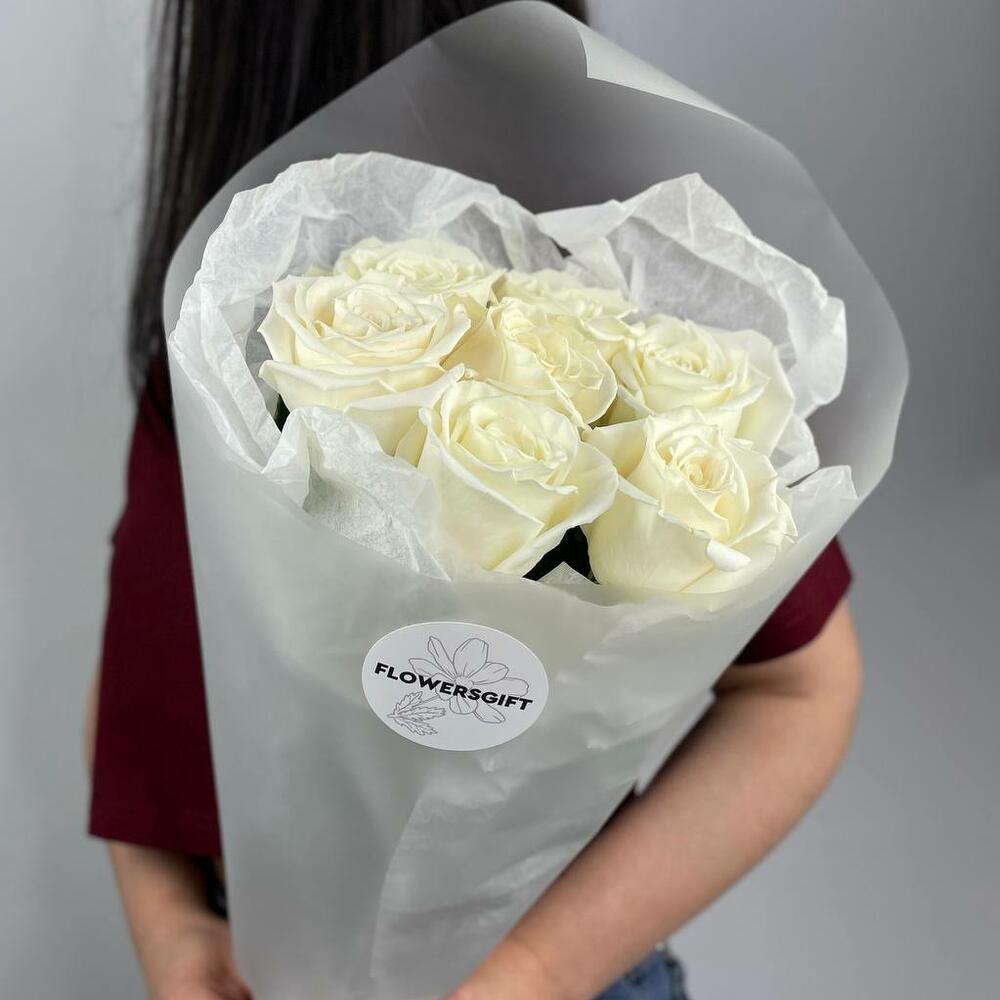🌹 Букет от Flowersgift из 7 белых роз ▪️ 6
