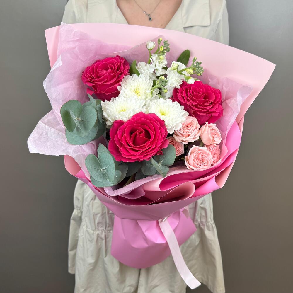 Букет с малиновыми розами💖