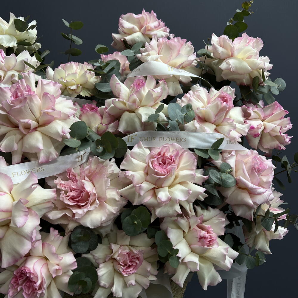 Basket of pink roses