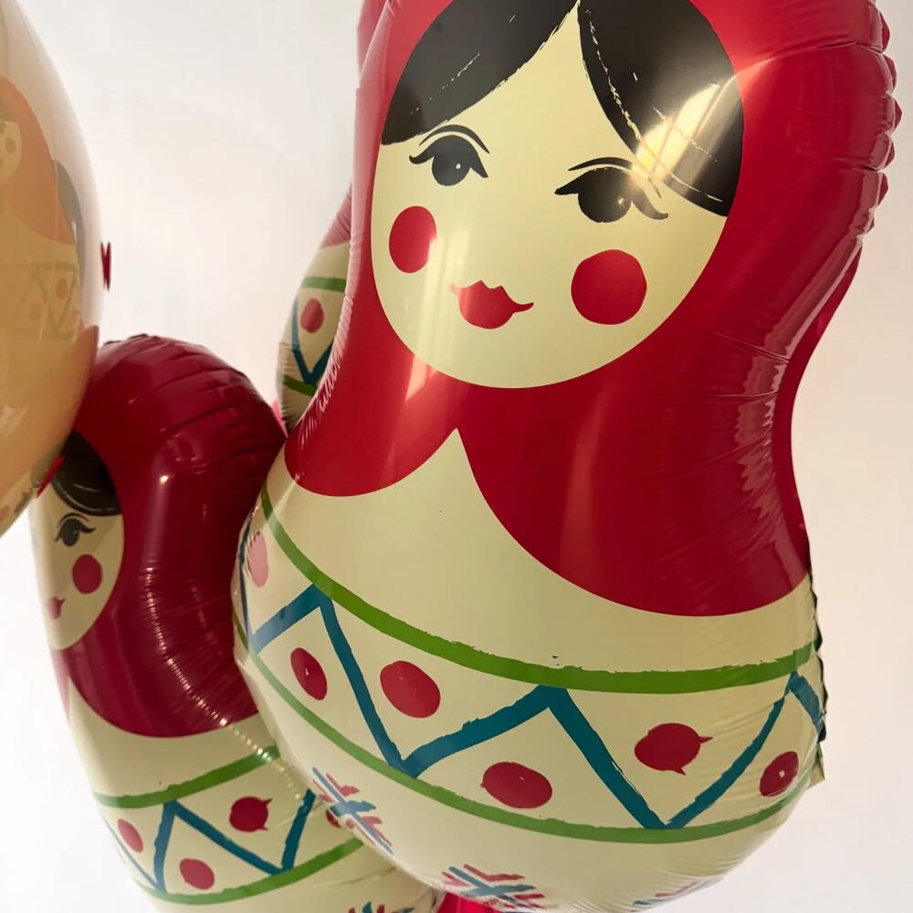 Воздушные шары с матрешкой "Русский стиль", для девушки, для девочки, на девичник, на день рождения