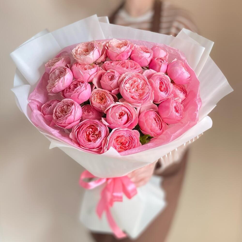 Розовая любовь💞🎀😘Букет кустовых пионовидных роз «Сильва пинк»🌸🎀💖